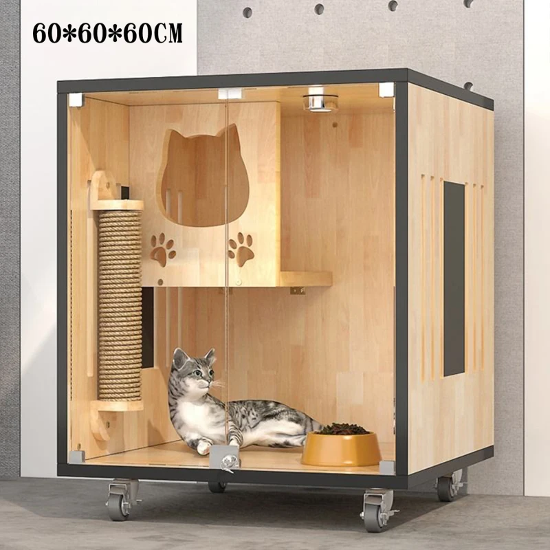 Indoor Multi Levels Luxury Pet Cage House Wooden Cat Villa House