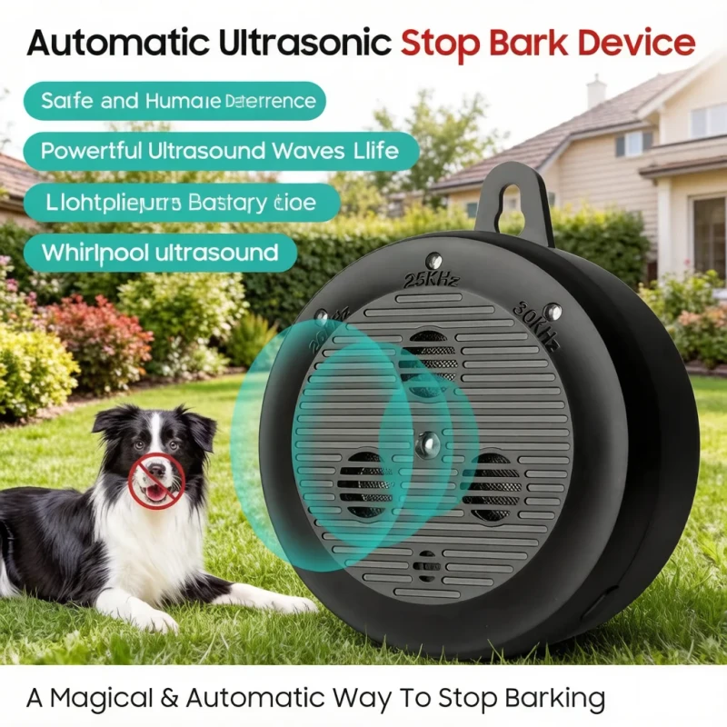 Indoor Outdoor 3 Modes Dog Barking Control 32Ft Rechargeable 30-Day Battery Life No Bark Ultrasonic Anti-Barking Device