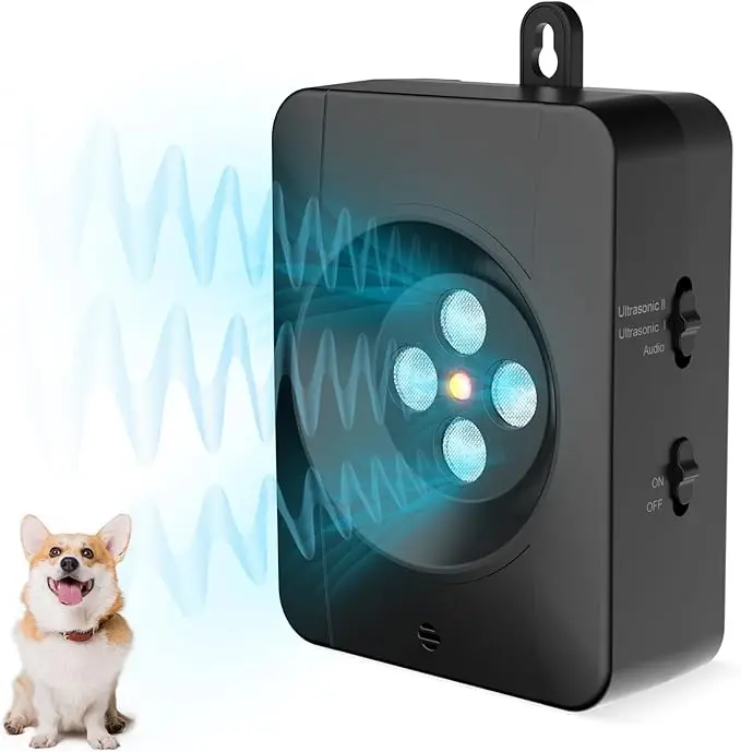 Indoor Outdoor 3 Modes Dog Barking Control 33Ft Rechargeable Dog Bark Deterrent Devices Ultrasonic Anti Barking Device
