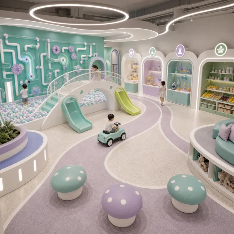 Indoor Role Playhouse Playground Equipment with Clinic Doctor Pretend Play Rooms for FEC Play Center Projects
