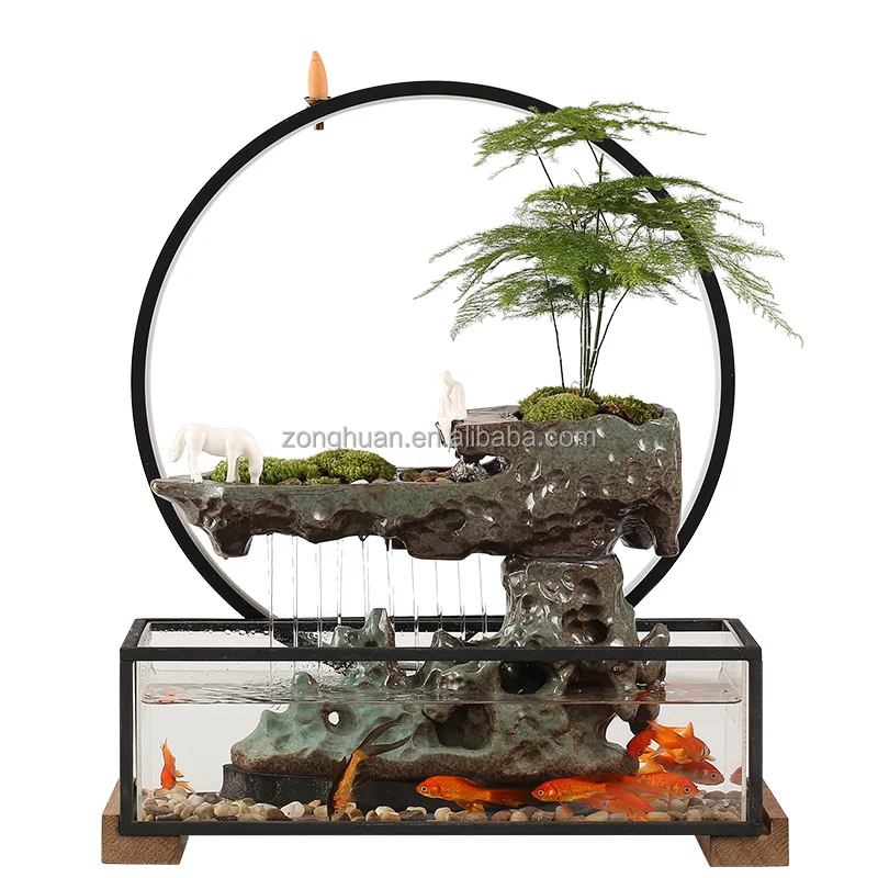 Indoor Waterfall Fish Tank Coffee Table Aquarium Table Home Decor