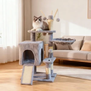 Integrated Multi Layer Modern Cat Tree Scratcher Sisal Wood Eco friendly Jumping Platform for Small Apartments Indoor Outdoor