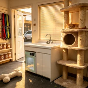 Integrated Pet Washing Tub Cabinet With Pet Hair Dryer Box Freestanding Cat Dog Grooming Sink for Pet Shop Villa Household Use