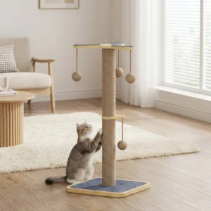 Integrated Vertical Cat Tree with Scratching Board Wear Resistant Non Shedding Kitten Toy Ball Made of Density Board for Cats