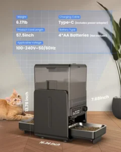 Intelligent Pet Automatic Feeder Dual Bowls Detachable Control Panel Adjustable Height 5L Large Capacity Plastic Charge