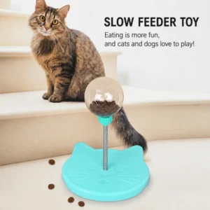 Interactive Cat Dog Treat Dispensing Toy Slow Feeder Puzzle Food Dispenser Pet Anti Boredom Training Toy with Strong Suction Cup