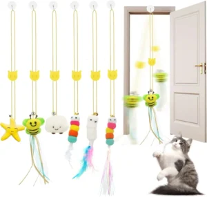 Interactive Cat Feather Toys Indoor Hanging Retractable Cat Toy Self Play Toys Make Fun Kitten Play Chase Fun Exercise