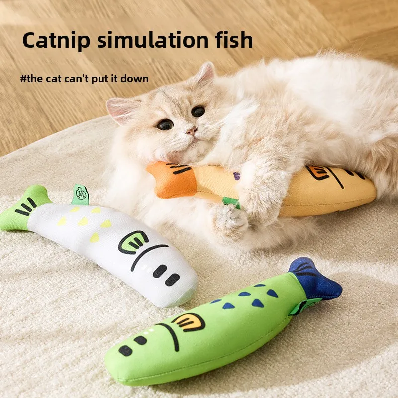 Interactive Catnip Crinkle Sound Toys Saury Fish Squeak Pet Toys