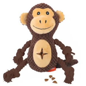 Interactive Cotton Rope Dog Chew Toy Snuffle Grinding Teeth Cat Toy Squeaky Bite Plush Toys for Pets Featuring Monkey