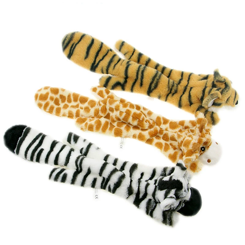 Interactive Dog Pet Chew Toys Squeaky Crinkle No Stuffing Bite Resistant Plush Cartoon Style