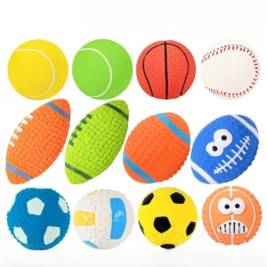 Interactive Eco Friendly Latex Dog Chew Toy Ball with Gnawing Sounds & Wobble Cluck Squeaker Chicken Flavor Set