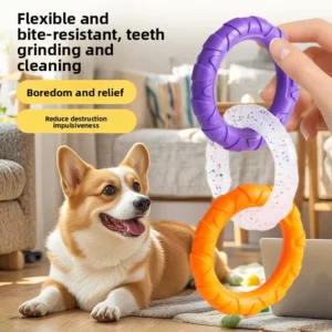 Interactive Eco Friendly Pet Dog Toy TPR Training Pull Ring for Large Medium Small Sized Dogs Helps Relieve Boredom Grinding