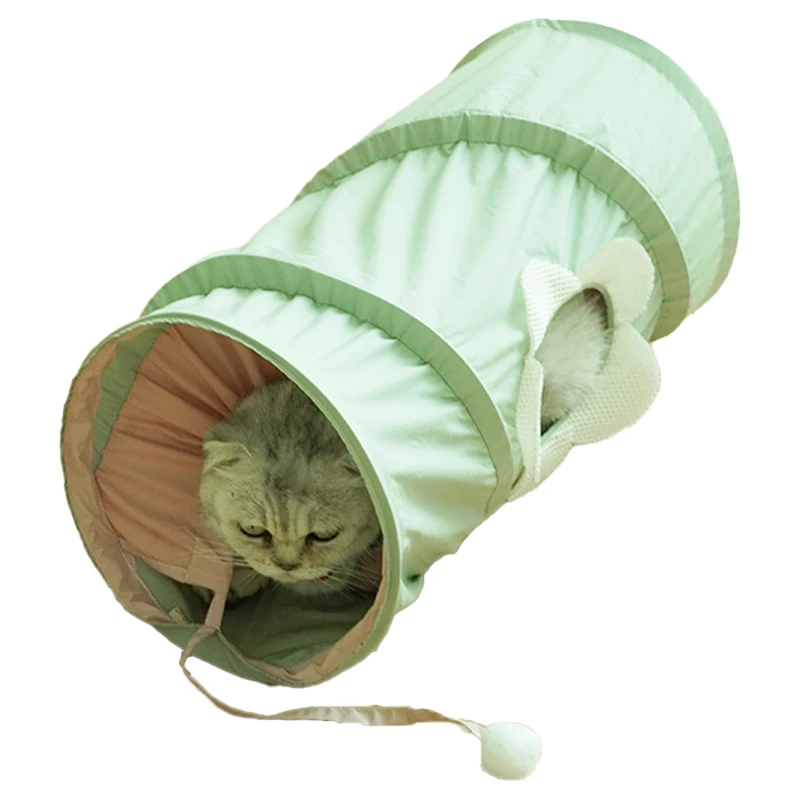 Interactive Indoor Pet Tunnel for Cats and Small Pets Collapsible Spiral Toy with 2 Holes and Ball for Movement Play