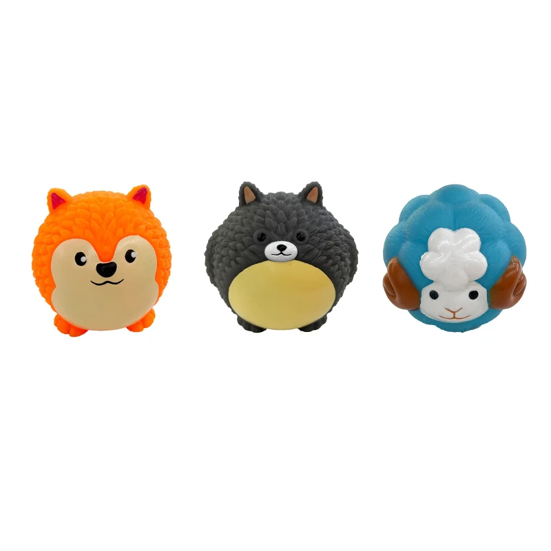 Interactive Latex Rubber Cute Animal Squeak Balls Squeaky Dog Toys Pack for Puppies Small & Medium Breed Dogs