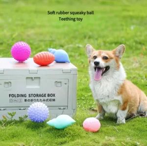Interactive PVC Dog Ball Chew Toys Colourful Pet Supplies with Squeak Sound Sustainable Bite Resistant Attracts Dog’s Attention
