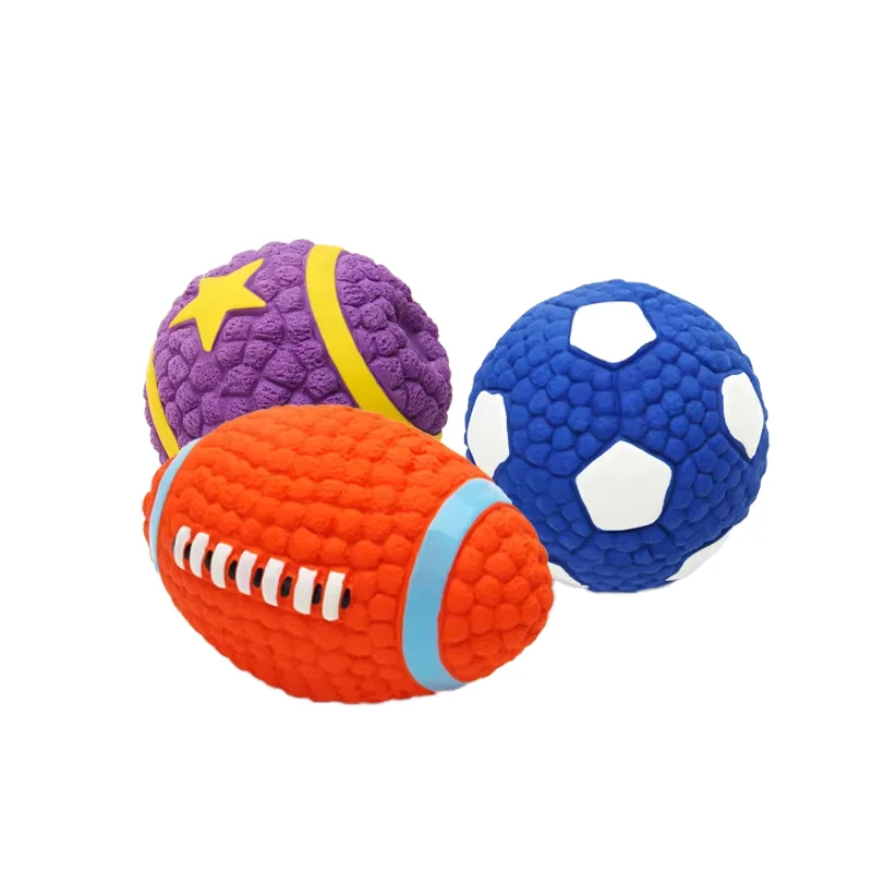 Interactive Pet Latex Squeaky Football and Volleyball Chew Toys for Dogs Medium Size Indoor Use
