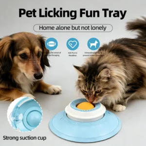 Interactive Pet Licking Toy for Dogs Cats 360° Rotating Slow Feeder Ball with Strong Suction Cup Anxiety Relief Foraging Toy