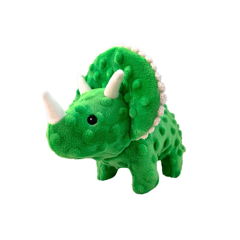 Interactive Plush Dog Chew Toys Rhino Stuffed Toys with Cracker Paper Squeaker Bulk Squeak Toys for Dogs