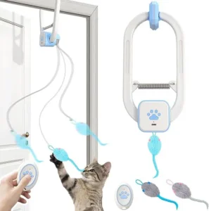 Interactive Remote Control Electric Plastic Cat Toy Door Clip Telescopic Yo Yo Mouse Elastic Rope