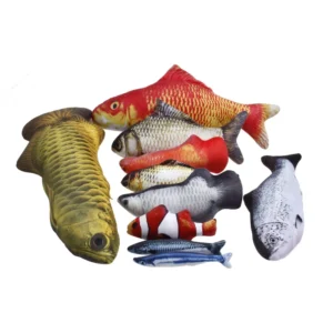 Interactive Squeak Pet Plush Catnip Pillow Chew Bite Fish Cat Toy