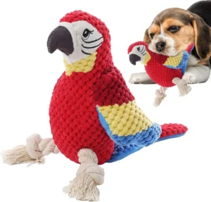 Interactive Squeak Pet Toys for Dogs Nibbling Plush Parrots with Bite-Resistant Sounds and Knots
