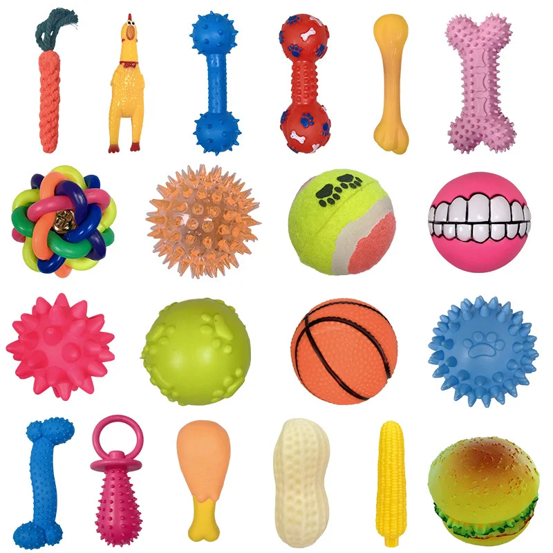 Interactive Squeaky Dog Ball Durable Chew Toy, Dental Care Teething Stick for Cats and Dogs