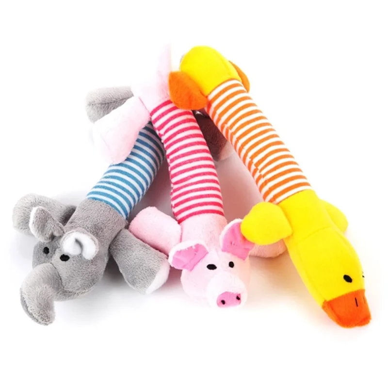 Interactive Squeaky Sound Plush Animal Durable Fluffy Pet Chew Training Dog Toys Puppy Pet Toy