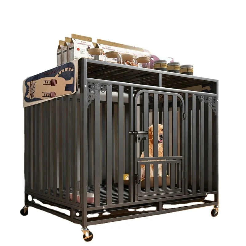 Iron Dog Cage Extra Heavy Duty Breathable Easy Installation Large Medium Breeds Double Door Toilet Tray Pet House Fence