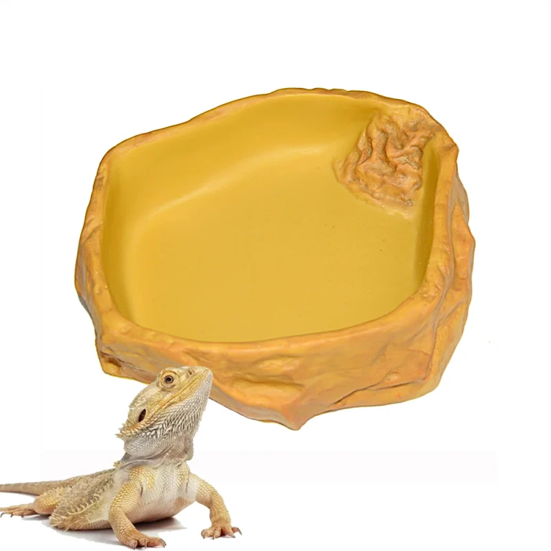 JT-04 Eco Friendly Resin X Large Amphibian Feeding Bowl Dish Terrarium Decor for Bearded Dragons Snakes Reptiles Food Water