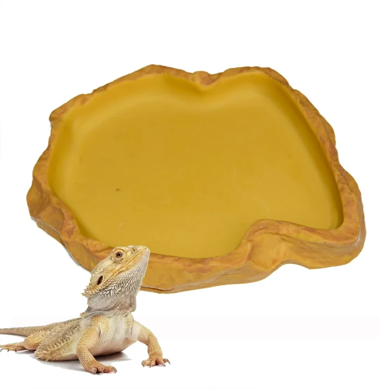 JT-07 Reptile Feeder Terrarium Bowl X-Large Resin Shallow for Lizards Geckos & Bearded Dragons