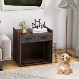 JX Modern Solid Wood Dog House with Two Drawer Storage Spaces. It can be used as decorative furniture