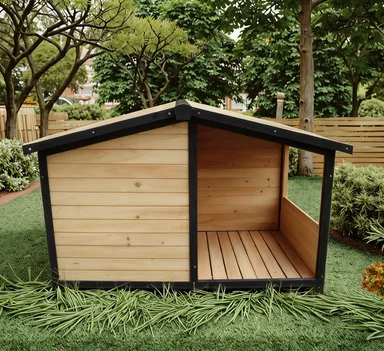 JX Outdoor Solid Wood Pet House Comfortable to Live In Spacious Rainproof and Sun-proof and Affordable