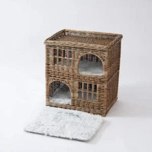 JY Luxury Wicker Cat Cages Product Dog Outdoor House Tree Wooden Indoor Large Cardboard Luxury Felt Heated Pet Houses Furniture