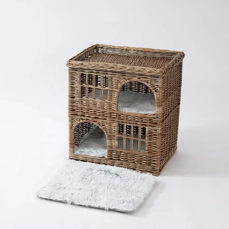 JY Luxury Wicker Cat Cages Product Dog Outdoor House Tree Wooden Indoor Large Cardboard Luxury Felt Heated Pet Houses Furniture