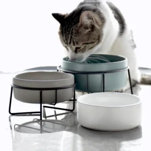 Japan Style Printed Custom Elevated Stand Raised Marble Ceramic Cat Pet Dog Bowl Feeder