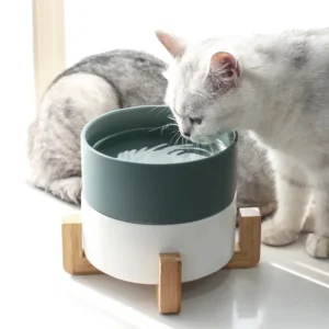 Japan Style Printed White Custom Elevated Stand Raised Marble Ceramic Cat Pet Dog Bowl Feeder