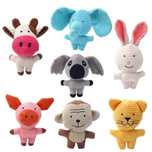 Juice Pet Plush Squeaky Dog Toys Cute Animals Chew Squeaky Toys Funny Small Medium Dogs Interactive Cleaning Teeth Toy