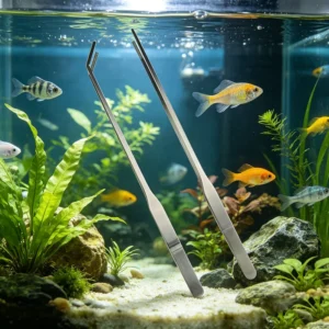 Jusuo 27 25CM Stainless Steel Curved Aquarium Tweezers Aquarium Plants Tweezer Straight Fish Tank Cleaner Aquarium Accessories