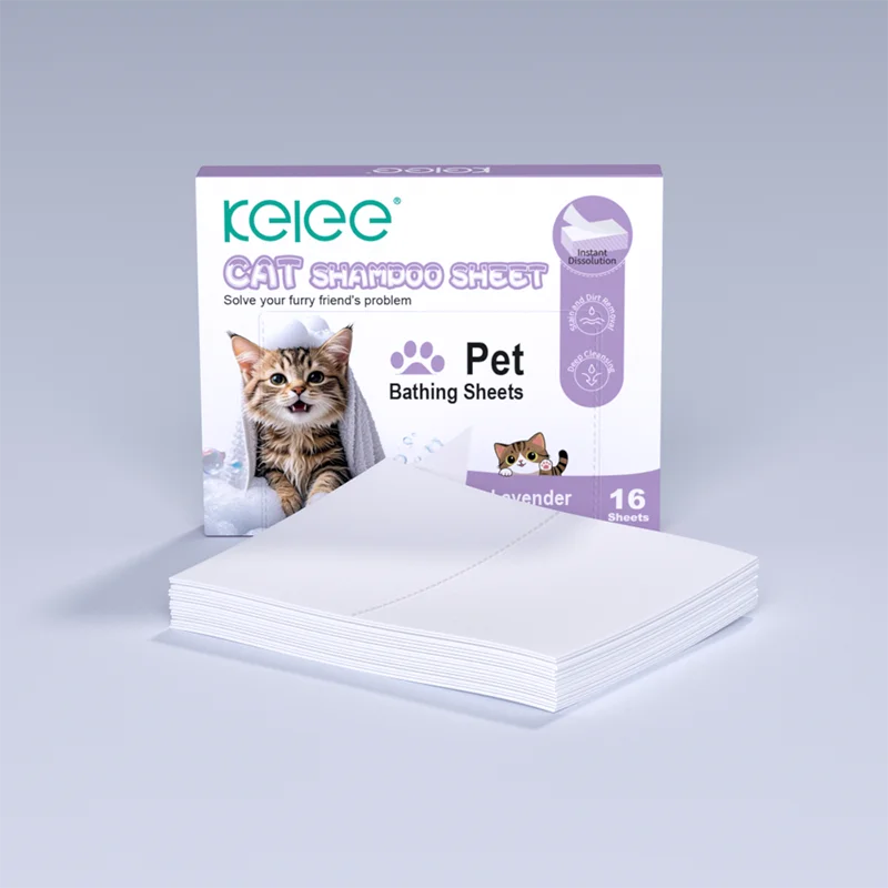 KELEE Bulk Pet Cleaning Sheets Portable Mild Pet Bath Cleaning Sheets Detergent Bathing Strips Shampoo Sheet for Dogs and Cats