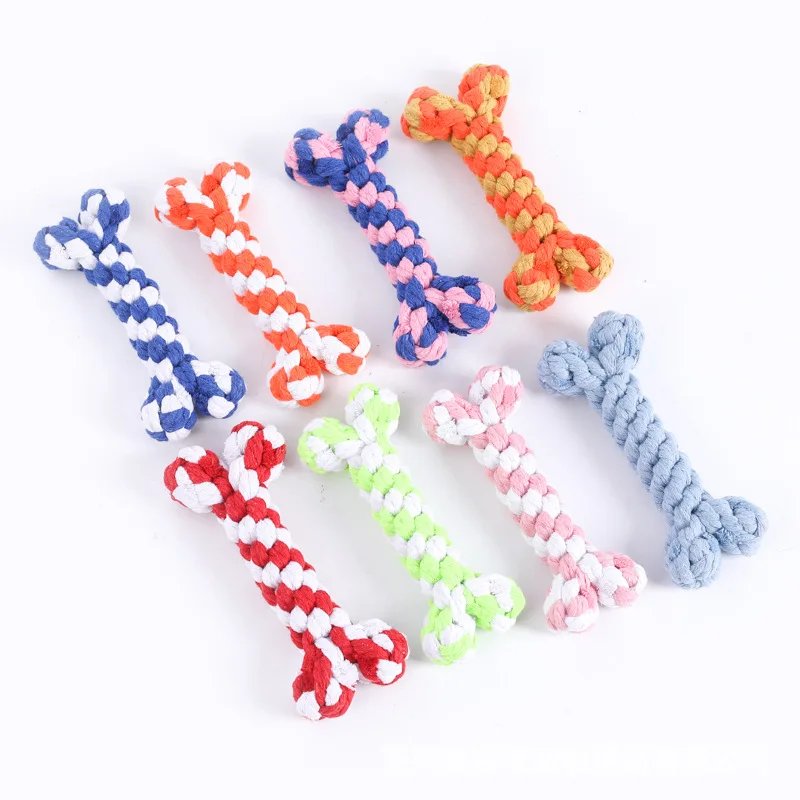 KINYU Small Dog Training Toys Durable Woven Bone Rope Customizable Cotton Chewing Materials Pet Supplies Cartoon Style