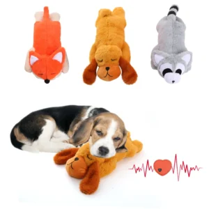 Kangdar2025 Pet Sleep Pillow with Heartbeat Plush Toy Bite Toy Dog Love Squeak Cleaning Teeth Extra Large