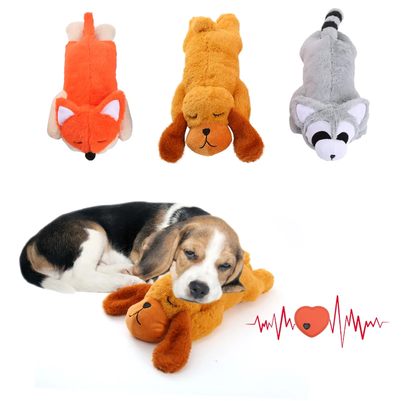 Kangdar2025 Pet Sleep Pillow with Heartbeat Plush Toy Bite Toy Dog Love Squeak Cleaning Teeth Extra Large