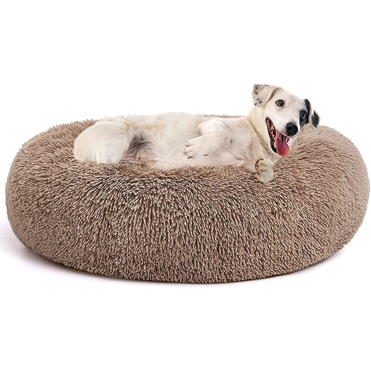 Katzen Bett Round Washable Plush Pet Bed Eco Friendly Dog Calming Bed Cat Calming Bed