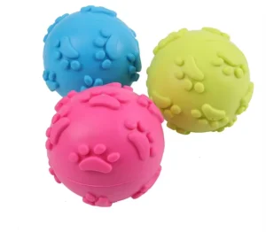 Kingtale Durable Dog Squeak Toy Soft Latex Rubber Animal Print Footprints Modern Cute Fashionable Sport Play Ball for Daily Use