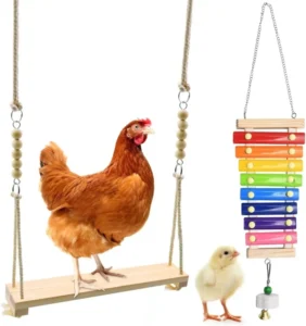 Kingtale Pet Supplies 2 Pack Swing and Chicken Toy Xylophone Set for Bird Stress Relief Bird Toys Carton Package Opp Bag 01 T T