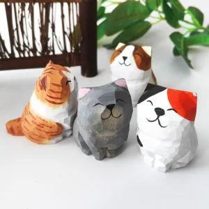Kitten Handmade Solid Wood Carving Handicrafts Living Room Office Desktop Ornaments Home Accessories Small Gifts Cute Pet