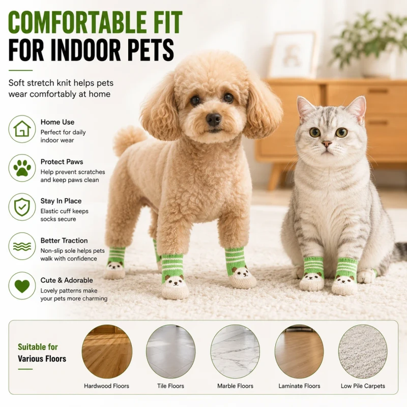 Knitted Anti slip Breathable Pet Home Socks