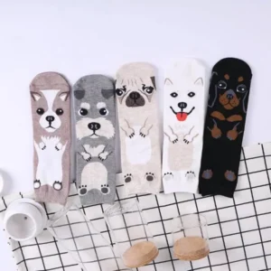 Korean Dog Breed Animal Socks Casual Cute Funny Cotton Crew Socks for Women