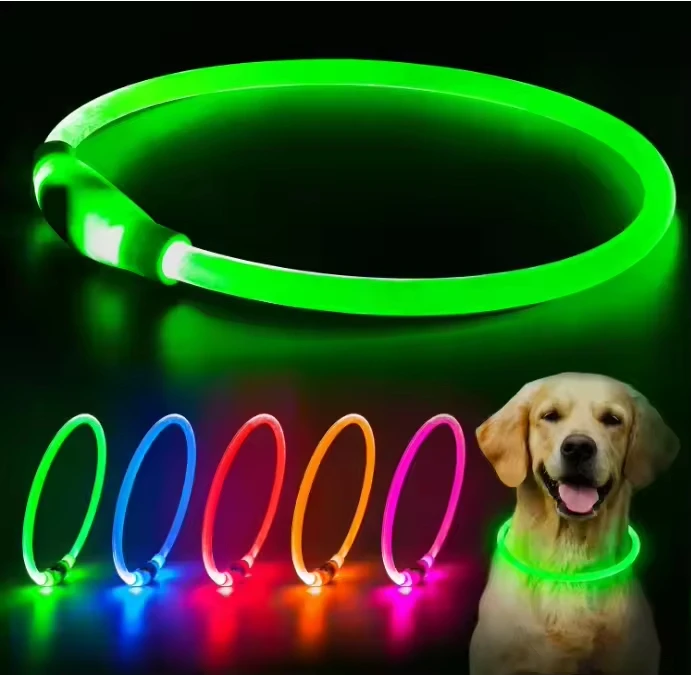 LED Dog Collar USB Rechargeable Glowing Adjustable Flashing Collar for Dogs