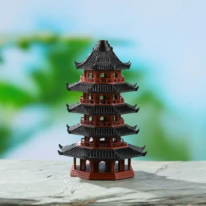 LED Five Tier Ancient Tower Miniature Rockery Paludarium Aquarium Garden Bonsai Home Decor